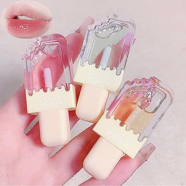Pakivs 3Pcs Clear Cute Lip Gloss Set,Fruit Flavored Lip Oil Set,Long Lasting Moisturizing,Hydrating Lip Glow Oil,Party Gift,Non-toxic