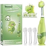 Papablic Toddler Sonic Electric Toothbrush Kids for Ages 1-3 Years, Baby Electric Toothbrush with Cute Dino Cover and Smart LED Timer, 4 Brush Heads (Max)