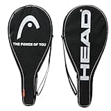 HEAD Tennis Racquet Cover Bag - Lightweight Padded Racket Carrying Bag w/ Adjustable Shoulder Strap,Black / White, 1 Racket