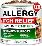Dog Allergy Relief Chews - Dog Itching Skin Relief Treatment Pills - 170 Treats - Anti-Itch - Itchy and Paw Licking - Hot Spots - Omega 3 Fish Oil - Dry Skin & Coat Supplement - Beef Liver Flavor