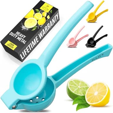 Zulay Premium Quality Metal Lemon Squeezer, Citrus Juicer, Manual Press for Extracting the Most Juice Possible - Light Blue