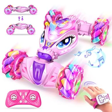 Unicorn Gesture Sensing RC Stunt Car Remote Control Car for Girls 360°Rotation & 2.4GHz RC Cars with Light & Music Barbie Style Toy for Girls Age 6-7 8-12+ Years Old Birthday Gift Idea