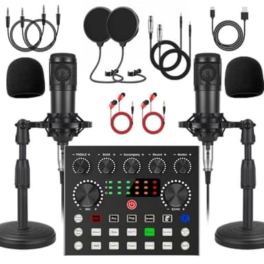 V8s for 2, V8s Voice Changer with BM-800 Podcast Microphone Bundle - Studio Condenser Microphone Perfect for Podcasting, Recording, Singing, Streaming and Gaming