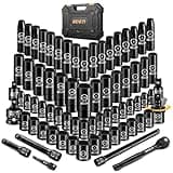 BOEN 1/2" Drive Impact Socket Set, 72 Piece Standard SAE (5/16"-1-1/4") & Metric (8-24 mm), Deep & Shallow Kit | Includes Ratchet Handle & Adapters | 3 ", 5", 10" Extension Bar
