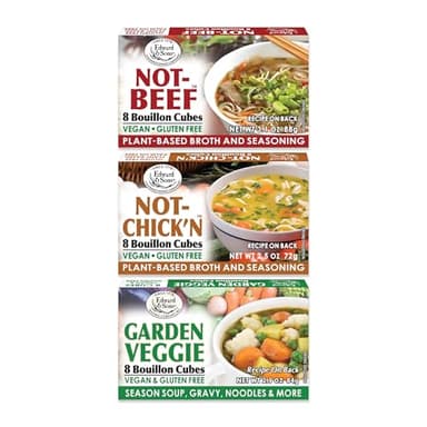 Edward & Sons Vegan Chicken Beef Vegetable Bouillon Cubes - Vegan Broth, Gluten Free Stock, No Trans Fat, Use in Soups, Stews and Pilafs (8 Cubes of Each)
