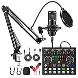 Podcast Equipment Bundle, BM800 Podcast Microphone Bundle with V8s Voice Changer, Condenser Microphone Recording Studio Package for Podcasting Live Streaming Singing PC Mobile TikTok YouTube