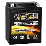 Weize YTX14AH-BS High Performance - Maintenance Free-Sealed AGM ATV Motorcycle Battery for Polaris Sportsman 570 Trail Blazer 250 Ranger 400 500 Suzuki King Quad 300 QuadRunner 250
