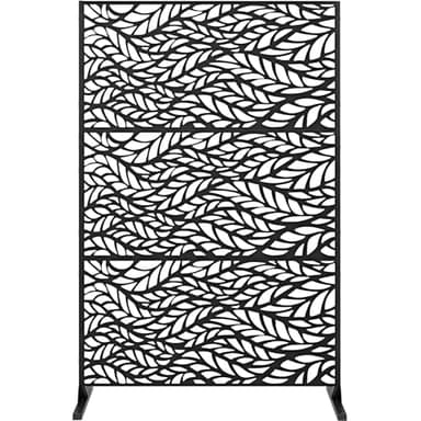 Meyoppm 72" H×47" W Metal Privacy Screen, Outdoor Indoor Privacy Screens with Stand Panels, Free Standing Decorative Privacy Screen for Patio