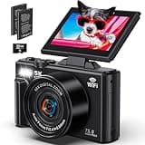 5K Digital Camera for Photography - WiFi 75MP Vlogging Camera for YouTube - UHD Autofocus Video Cameras 3" 180° Flip Screen with 18X Zoom - Compact Vlog Travel Camara with 32GB SD Card 2 Batteries