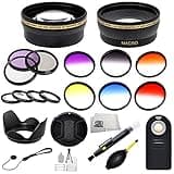 52mm Accessory Kit for Nikon DSLR D3300 D3200 D3000 D5500 D5300 D5200 D5100 D5000 D90 D80 D7000 D7100 D7200 Includes 0.43x Wide Angle & 2.2X Telephoto Lenses + 3 Piece Filter Kit & Much More