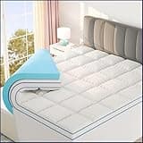 Sleep Lab Dual Layer 4 Inch Memory Foam Mattress Topper - Cal King Mattress Topper - Cooling Mattress Topper for Back Pain - 2 Inch Cooling Gel Memory Foam + 2 Inch Super Soft Bamboo Fabric Pillow Top