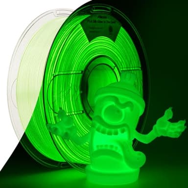 Amolen Glow in the Dark Pla Filament，Shiny Silk & Glow 3D Printer Filament Pla Glow Pla Filament 1.75mm Green, Best with UV Lamps, Dimensional Accuracy +/- 0.02 mm 1KG(2.2lb)