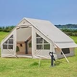 Inflatable Tent with Pump, 4-6 Person Glamping Camping Tents House, Easy Setup Blow Up Family Tents for 4 Seasons Waterproof Inflatable Tent for Camping with Mesh Windows.