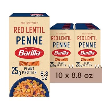 Barilla Red Lentil Penne Pasta, 8.8 oz (Pack of 10) - Gluten Free, Non GMO & Kosher - Plant Based Protein
