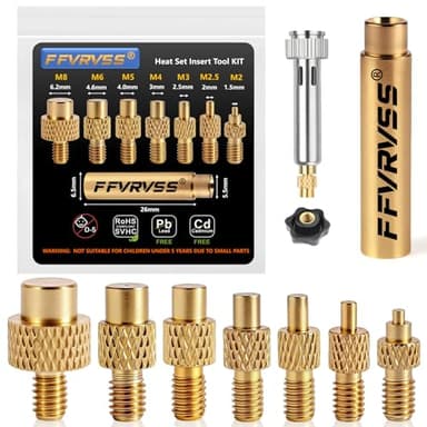 7X Soldering Tips/Heat Set Insert Tips - for Thread Inserts M2, M2.5, M3, M4, M5, M6, M8 Soldering Iron Adapter, Compatible with 900M/T18/FX-888D More Affordable Plastic 3D Printer Components Tool Kit