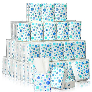 Therwen 100 Pack Pocket Tissues Travel Packs Bulk 1000 Sheet Mini Tissues Bulk 3 Ply Small Travel Size Paper Individual Pocket Size (Polka Dot)