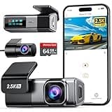 Navycrest 5G WiFi Dash Cam Front and Rear with 64GB Card, Dash Camera for Cars 2.5K/1440p Front and 1080P Rear, Dashcams for Cars Loop Recording, Gravity Sensor, 24Hours Parking Mode, Silver