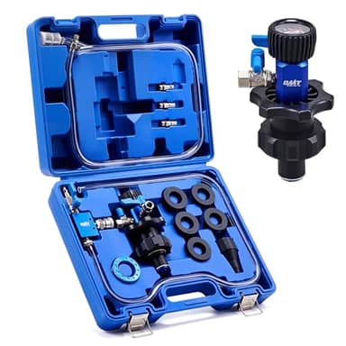 Orion Motor Tech Coolant Vacuum Refill Kit, Cooling System Vacuum Fill Tool with Leak Detector 5 Round Adapters 1 Conical Adapter, Radiator Coolant Fill Kit with Dual-Movement Gauge for Vacuum Leak