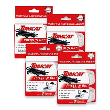 Tomcat Press 'N Set Mouse Trap, 4-Pack (8 Traps)