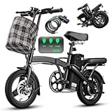 Electric Bike for Adults Teens, Folding E-Bike,Commuter City Foldable ebike with 560W Motor and Removeable Battery， 20MPH Speed Assist，Dual Disc Brakes, 14" Compact Electric bicycle with Pedals