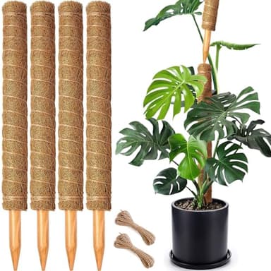 4 Pack 22 Inch Moss Poles, Stackable Moss Pole for Plants Monstera, 70 Inch Tall Moss Poles for Climbing Plants Indoor, Coir Totem Plant Support Stakes Stand for Potted Plants, Pothos