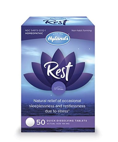 Natural Sleep Aid Pills, Rest by Hyland's, Sleeplessness and Stress Relief Supplement, 50 Quick-Dissolving Tablets