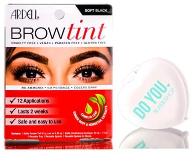 Ardell Professional Brow Tint with Compact Mirror - Cruelty Free, Vegan, Paraben & Gluten Free - Lasts Up to 2 Weeks (Soft Black)