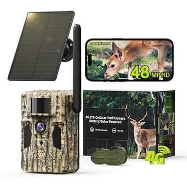 SEHMUA 3rd Cellular Trail Cameras with 48MP Photo 2K Live Streaming, 4G LTE Unlimited Data Plan Built-in SIM Card, 4W Solar Powered Game/Deer Cam No Glow Flash with Motion Activated -Camouflage