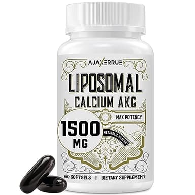 AJAXERRUE Liposomal Calcium AKG Supplement 1500 MG (Alpha-Ketoglutaric Acid), More Effective Than AAKG, Ca AKG for Longevity, Age Defense, Cellular Energy, Metabolic Function, 60 Softgels
