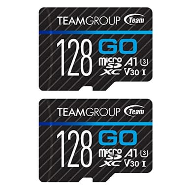 TEAMGROUP GO Card 128GB x 2 Pack MicroSDXC UHS-I U3 V30 4K for Action Cameras & Drone High Speed Flash Memory Card with Adapter for Outdoor Sports&Vlog, 4K Shooting,GoPro&Insta360&DJI TGUSDX128GU364