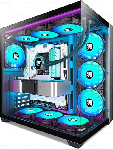 FOIFKIN F600 PC Case - Pre-Installed 7 PWM ARGB Fan, ATX Mid-Tower Gaming PC Case, 270° Panoramic Glass with Type-C, FOIFKIN (Black, F600)