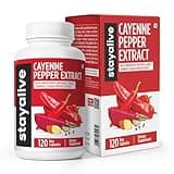 StayAlive Cayenne Pepper Capsules 960mg Super Extract with Ginger, Garlic, Turmeric, Beet Root, Black Pepper, 120 Cayenne Capsules, Support Cardiovascular & Immune System, Capsaicin Supplement Pills