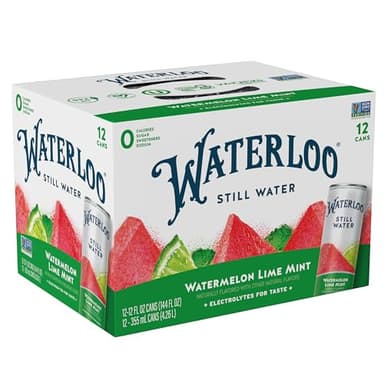 Waterloo Still Water, Watermelon Lime Mint Naturally Flavored Purified Water | 12 Fl Oz Cans (Pack of 12) – Zero Calories and Zero Sugar or Sweeteners