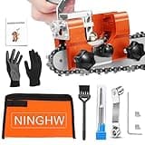 Chainsaw Sharpener, Upgraded Chain Saw Sharpener Tool, Hand Crank Chainsaw Sharpening Kit with Ultra Sharp Tungsten Steel Bit, Gloves, Bag and Brush, Chainsaw Blade Sharpener Jig for 8"-22" Chain Saws