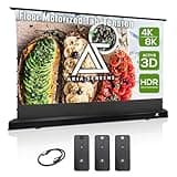 Akia Screens 102 inch Floor Rising Projector Screen Motorized Pull Up with Remote, Tab Tension CineWhite Movie Screen for UST, Short Throw, Standard Throw Projection, Indoor Home Theater, AK-FMT102UH2