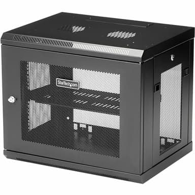 StarTech.com 2-Post 9U Wall Mount Network Cabinet w/ 1U Shelf, 19" Wall-Mounted Server Rack Kit for IT / Data Computer Equipment, Ships Fully Assembled
