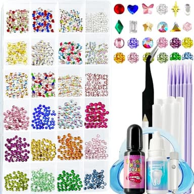 CiikDux DIY Tooth Jewelry Kit - 770 Crystals, 12 Shapes Bedazzle Gems, Teeth Jewelry Starter Set