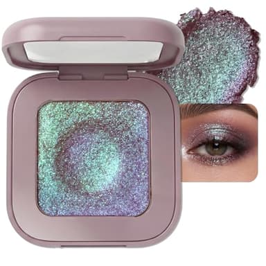 Enfuntins Duochrome Glitter Eyeshadow, Ultra-Fine Color Shifting Metallic Shimmer, High Pigment Holographic Single Eye Makeup, Long Lasting & Buildable Eye Shadow (#2 Plum Mauve)