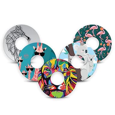 ExpressionMed - Adhesive Patches for Libre 3 & Libre 3 Plus (5-Pack) - Made in The USA, Waterproof, Split Backing, CGM Tape (Animal Fun Variety Pack)