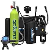 QDWETS 1L Oxygen Tank for Scuba Diving with Snorkel Mask - Essential Diving Equipment for Emergency Situations(Green)