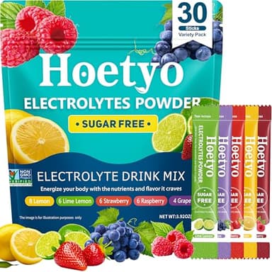 Electrolytes Powder Packets - Sugar Free Electrolyte Powder Drink Mix - 30 Sticks Daily Rapid Hydration Packets for Sports & Dehydration - Variety Pack, Keto Friendly, Vegan, Non-GMO, 5 Flavors