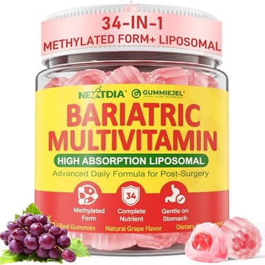 Liposomal Methylated Bariatric Multivitamin Gummies with Iron for Women & Men, High Absorption Multivitamin w/CoQ 10, Probiotic, Digestive Enzymes Support Gastric Bypass & Sleeve Recover, Energy,1Pack