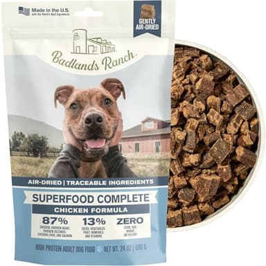 BADLANDS RANCH by Katherine Heigl – Superfood Complete Air-Dried Chicken Dog Food – High Protein with Superfoods for Daily Wellness & Consistent Nutrition – 24 oz