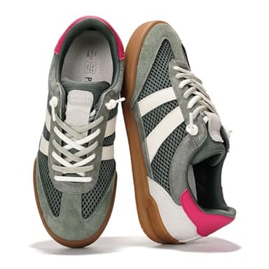 Project Cloud Genuine Leather Casual Sneakers for Women - Memory Foam Insoles Lace-Up Womens Shoes & Lightweight Women's Fashion Sneakers - Non-Slip Shoes for Women Footwear(Verdy,OLIVESU,11)