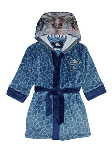 Jurassic World Dinosaur Boys Blue Raptor Fleece Robe (8, Blue)
