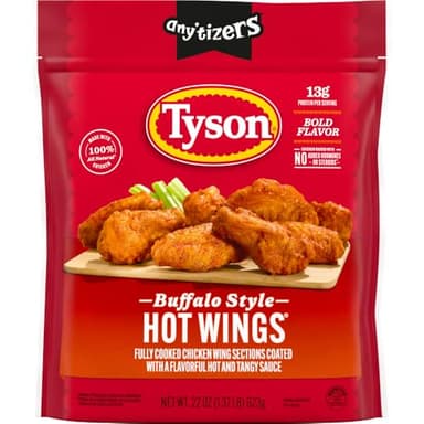 Tyson Any'tizers Buffalo Style Bone-In Chicken Wings, 22 oz. (Frozen)
