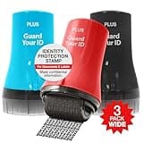 Wide Advanced Roller Stamp by Guard Your ID for Identity Theft Protection, As Seen on TV (3-Pack, Mixed Colors: Turquoise, Black, Red)