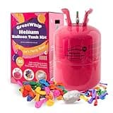 GreatWhip 13L Helium Tank Up To 50 Latex Balloons, Helium Tank For Balloons At Home, 50 Latex Balloons And Ribbons Included.