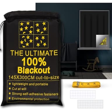 RUseeN ULIGOOD Portable Blackout Shades (118" x 57") Travel Window Blackout Curtains, 100% Blackout Material Temporary Blackout Blinds for Baby Nursery, Bedroom, Caravan, Office or Travel Use