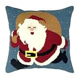 Howie's Needlepoint Needlepoint Kits for Adults, Christmas Pillow Front Cross Stitch Kit with Embroidery Pattern on Canvas, Yarn, 2 Needles and Instruction, 16 x 16inch(Santa)